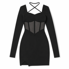 Black Mesh Patchwork Dress Black Dress