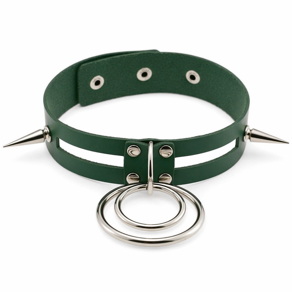 Black Spike Choker (11 Shades) Green