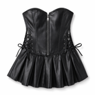 Dark PU Leather Corset Skirt black
