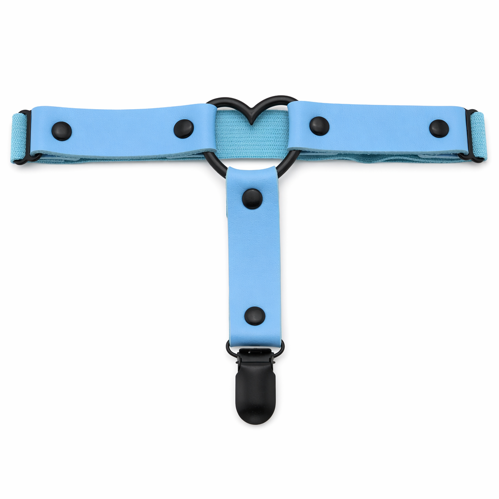 Gothic Leather Leg Garter light blue