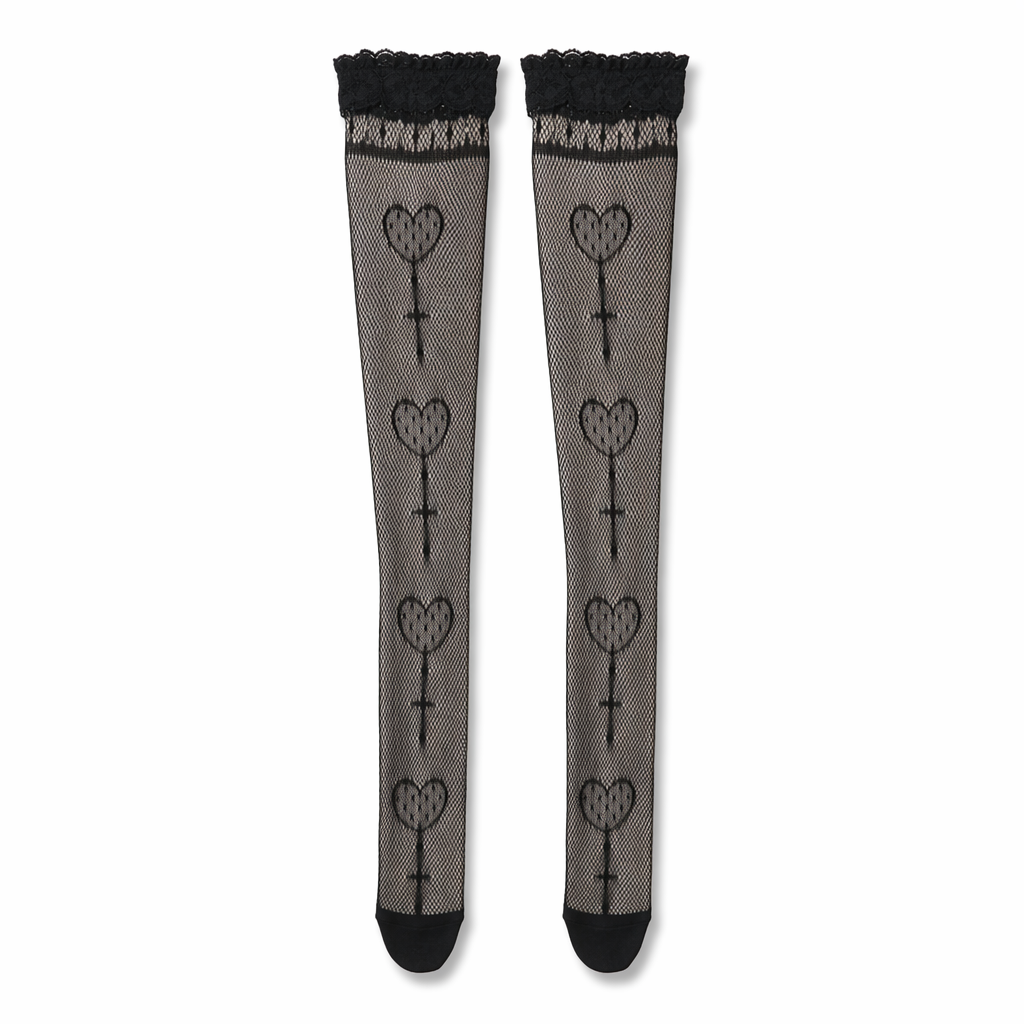 Black Lace Gothic Lolita Socks Default