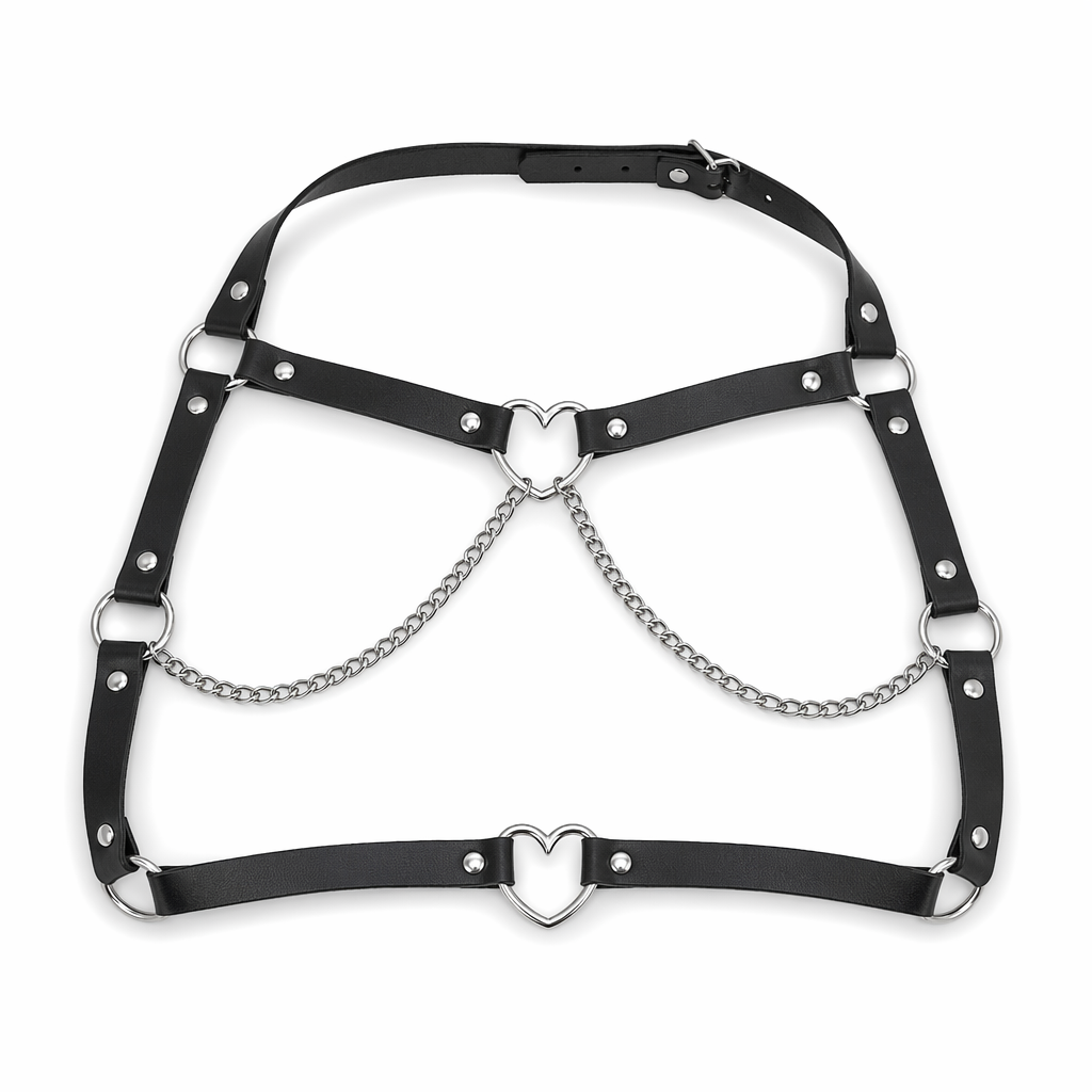 Love's Dark Leather Heart Chain Default Title