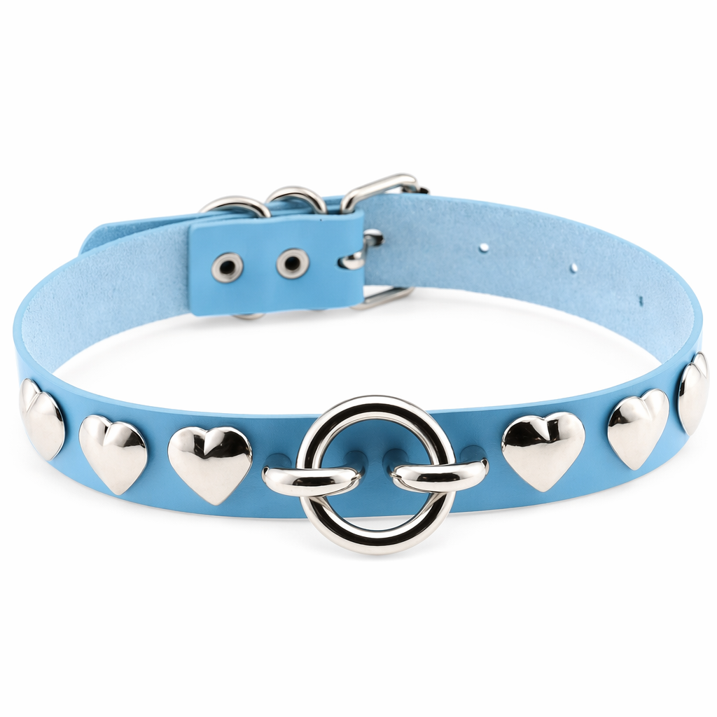 Colorful Heart Choker Light Blue