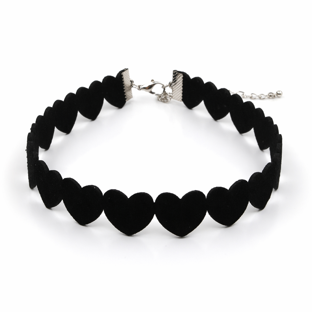Gothic Velvet Heart Choker black