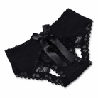 Crotchless Bow Underwear - Easy Access Black