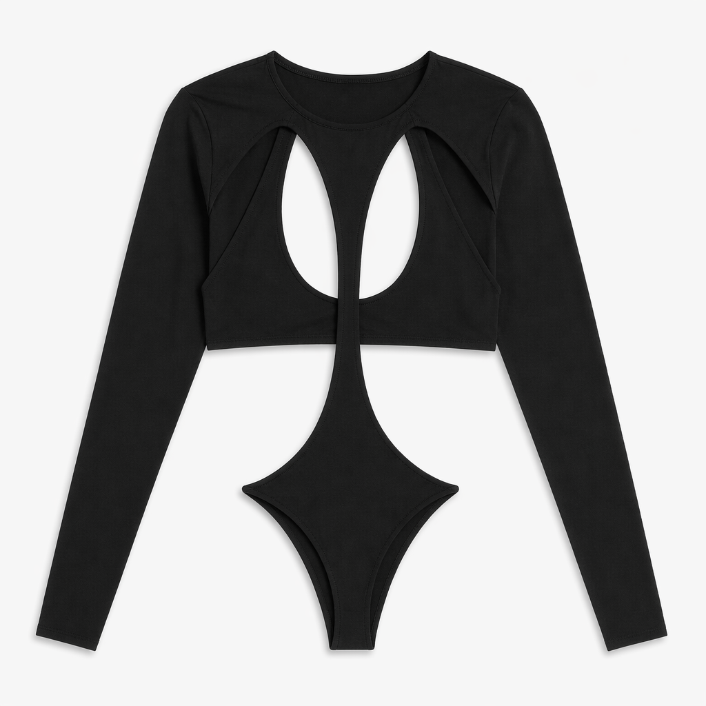 Slim Black Cutout Bodysuit Default