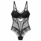 Padded Lace Strap Bodysuit Black