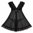 Lace Mesh Transparent Dress Black