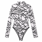 "Black Geometric Bodysuit" White