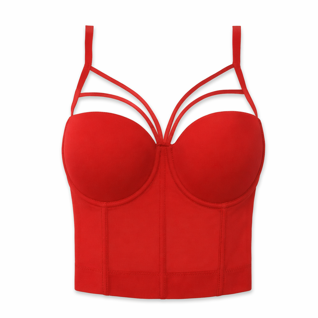 Bella' Black Gothic Cami Crop Top red