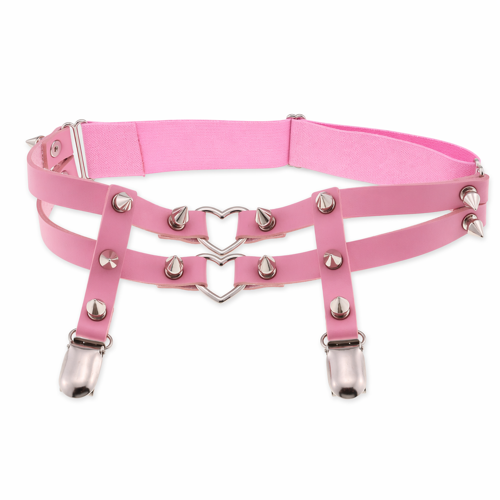 Heart Spike Garter pink