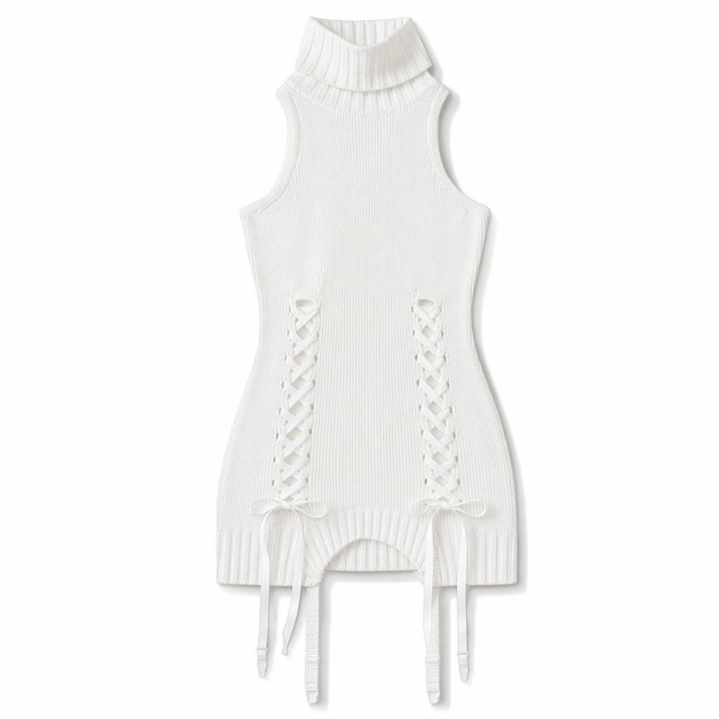 Lolita Grunge Turtleneck Dress White