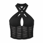 Black Mesh Halter Top' Black Top