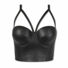 Black Faux Leather Bustier Crop S
