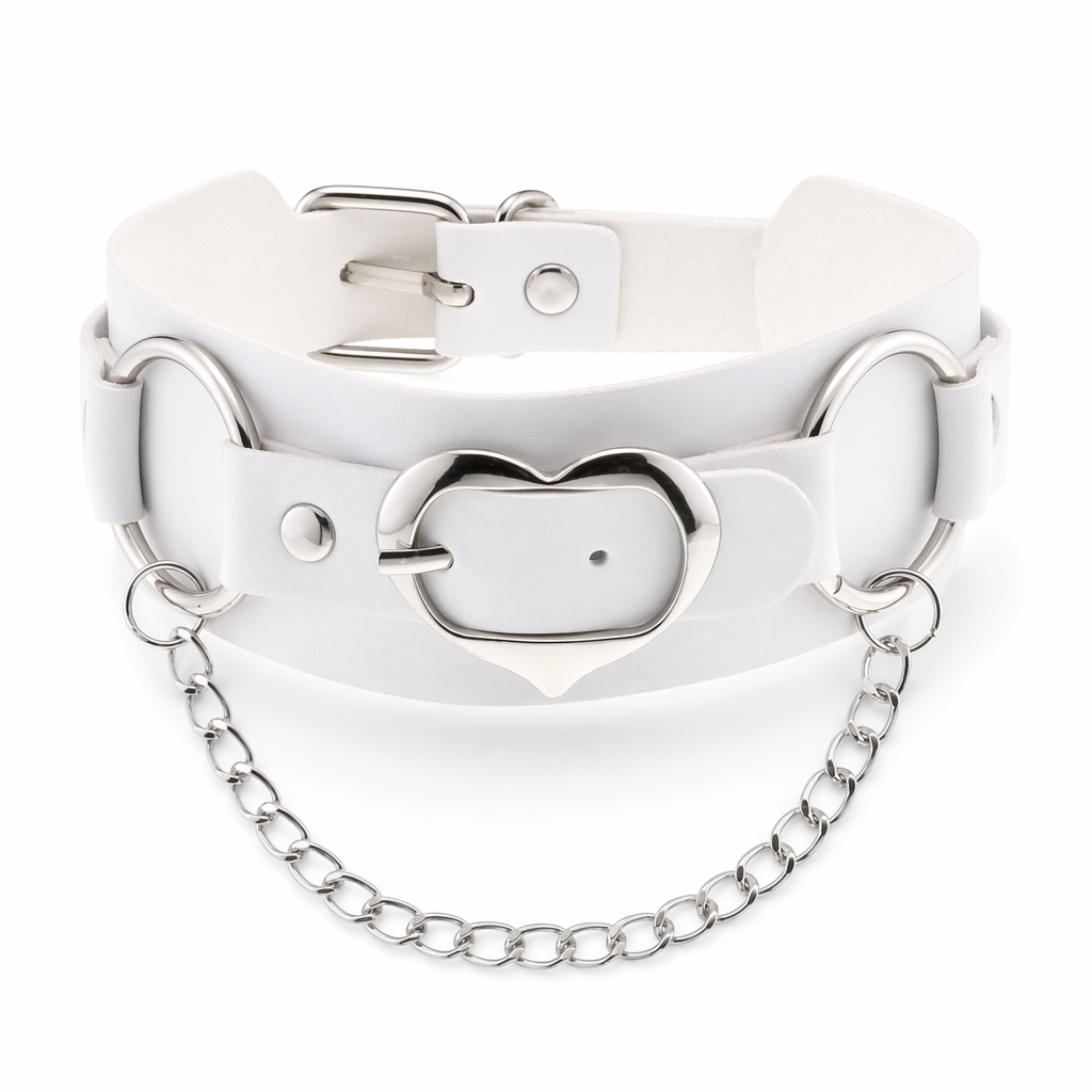 Heart Buckle Choker white
