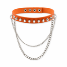 Studded Chain Leather Choker Orange
