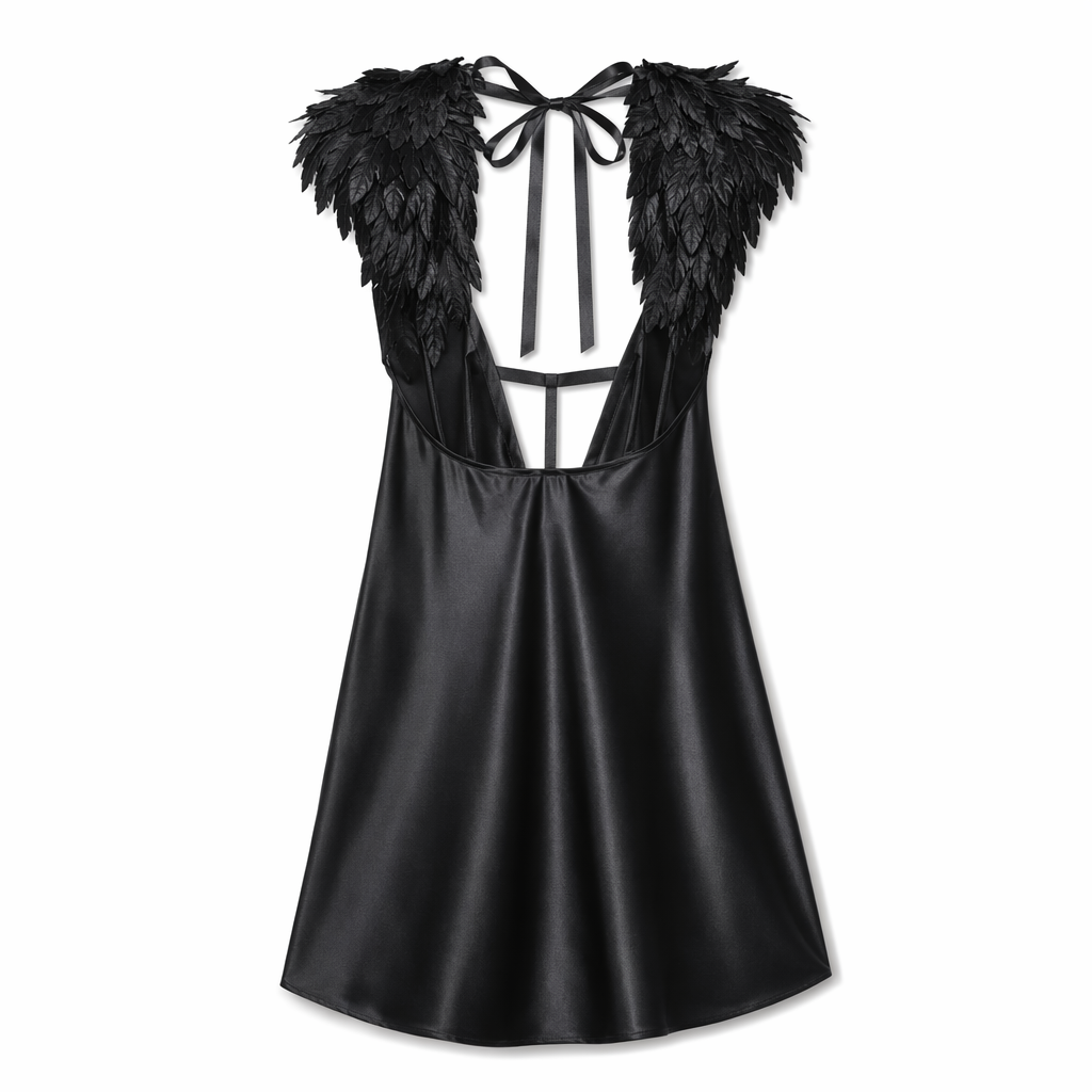 Gothic Satin Night Dress Black