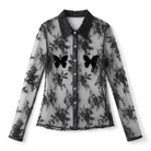 Mesh Butterfly Blouse Top Black
