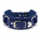 "Heart Buckle Choker: Black/Blue PU" blue