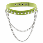 Studded Chain Leather Choker Green