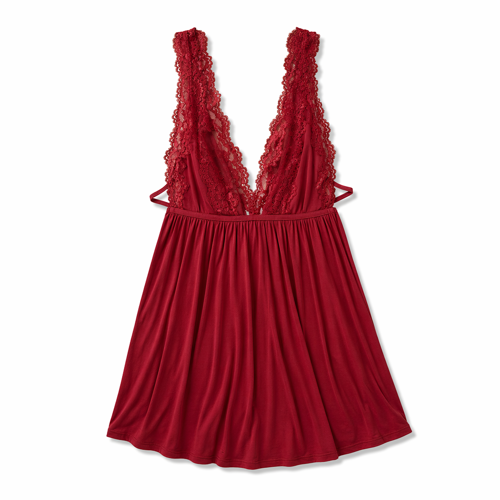 Black Backless V-Neck Dress Red