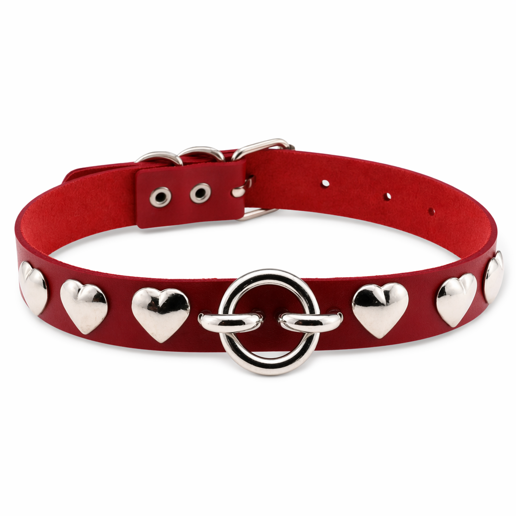 Colorful Heart Choker Red