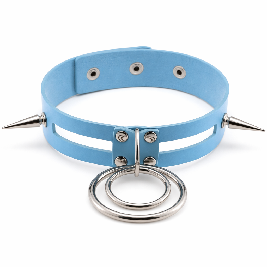 Black Spike Choker (11 Shades) Light Blue