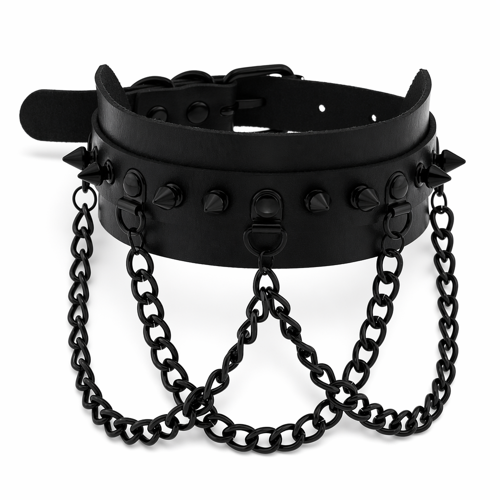 "Rivet Chain Punk Collar" Default