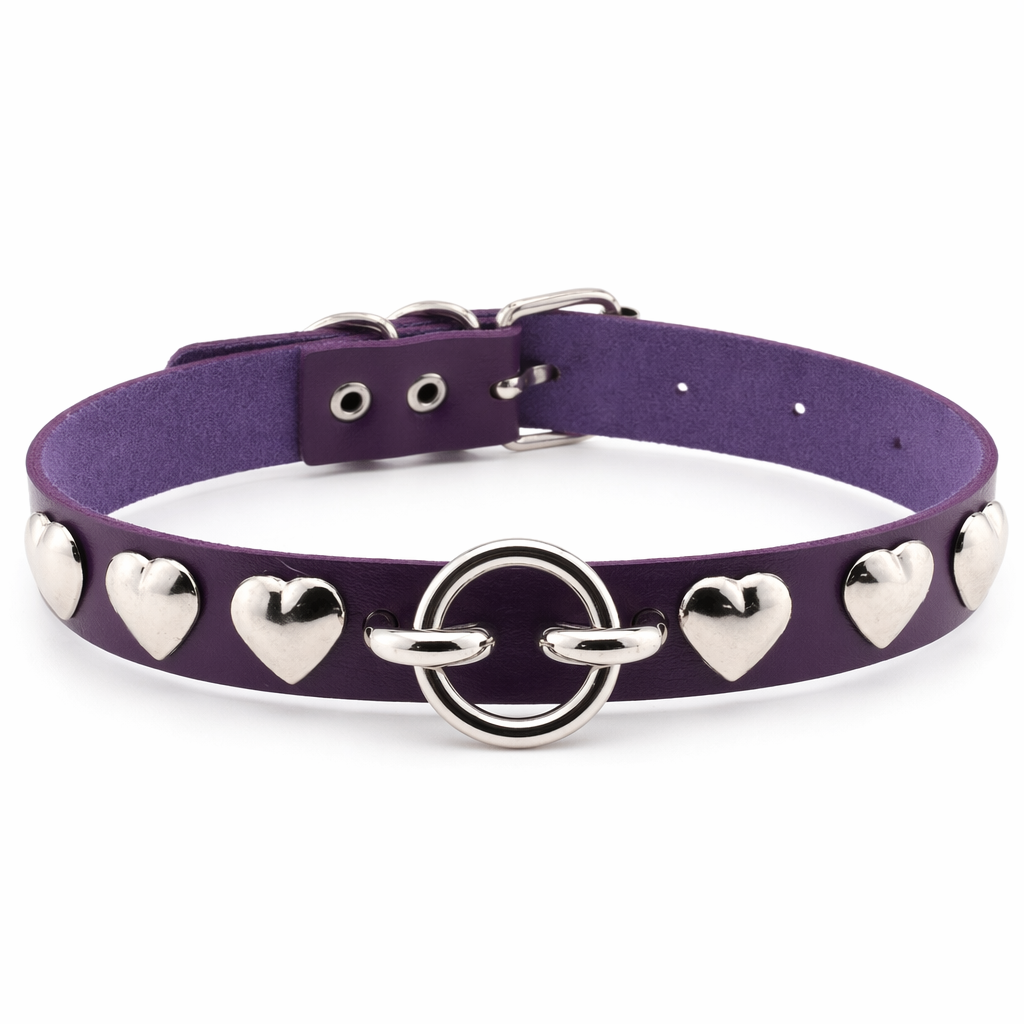 Colorful Heart Choker Purple