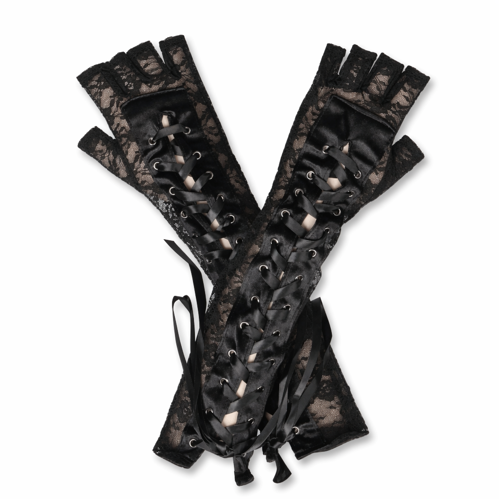 "Dark Lace Goth Gloves" Default Title