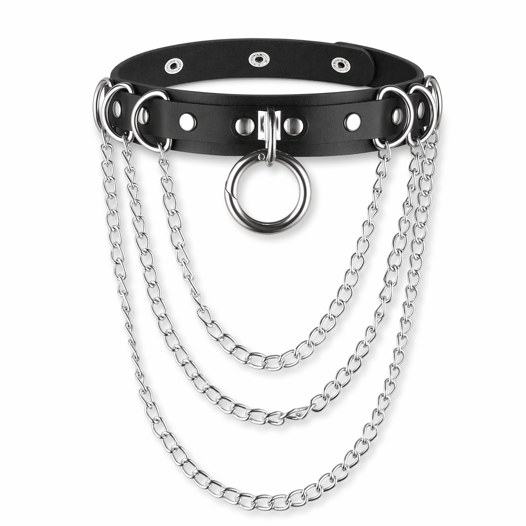Love Hurts' Black O'Ring Chain Choker Default Title
