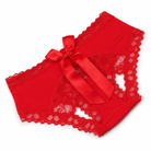 Crotchless Bow Underwear - Easy Access Red