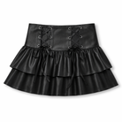 "Black Goth PU Leather Skirt BLACK