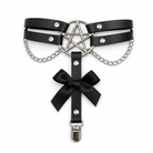 Black PU Leather Bow Harness Garter belt 2pcs