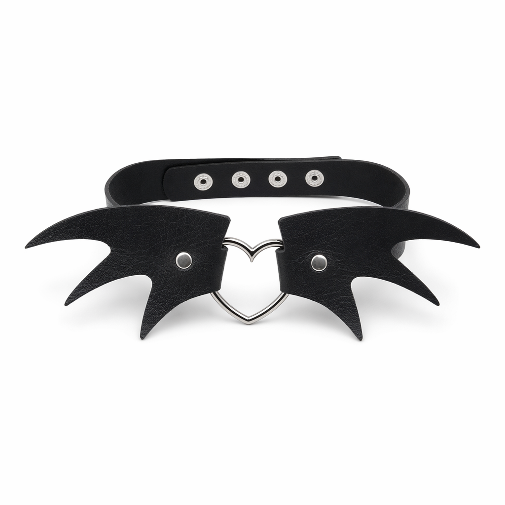 "Batty Black Faux Leather Choker" Default Title