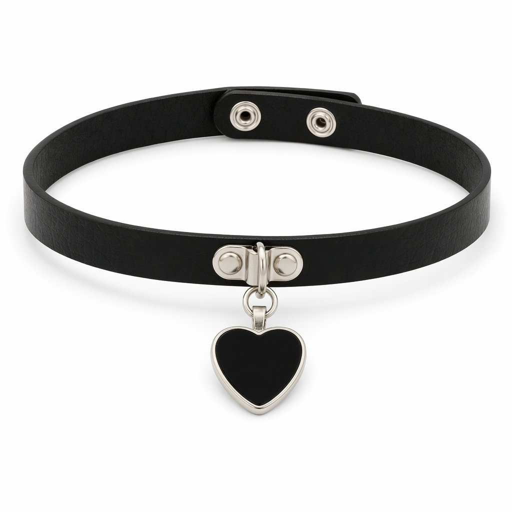 Gothic Heart Leather Choker Default