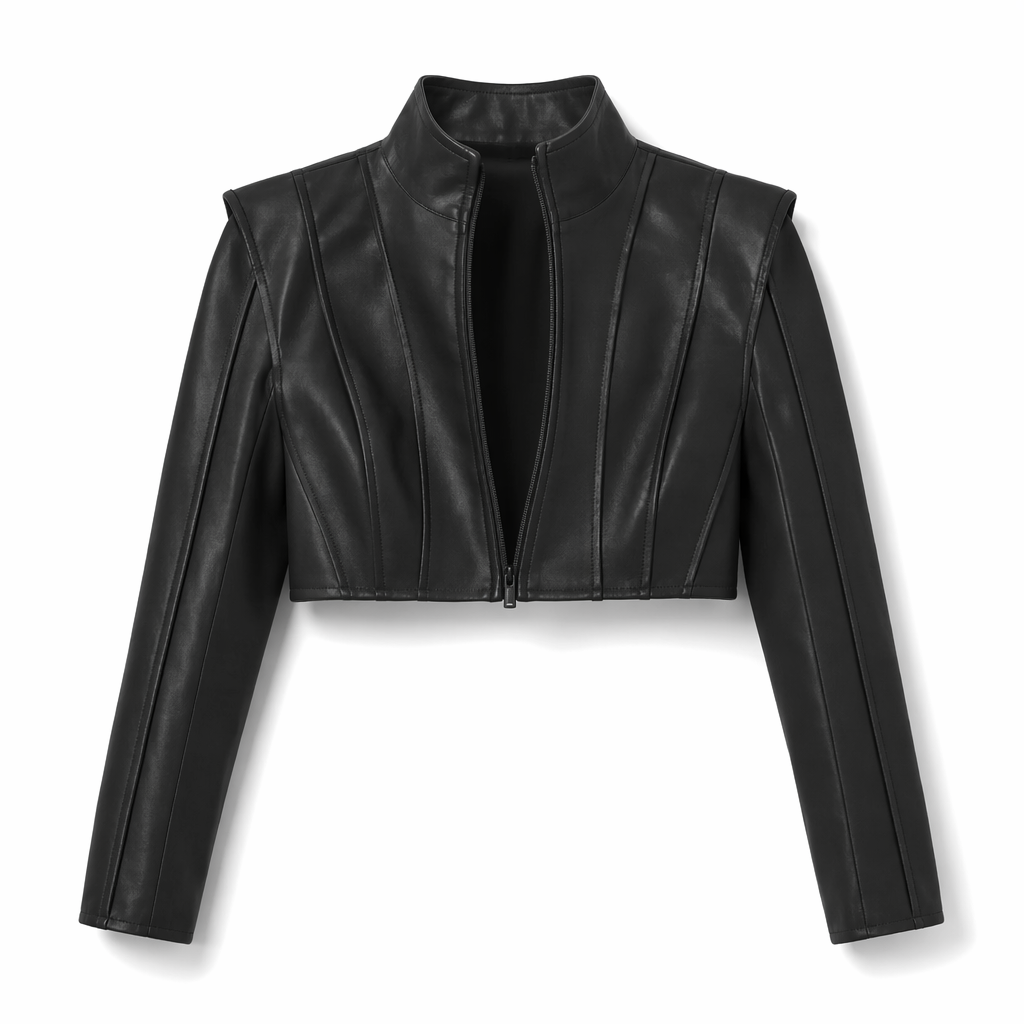 Leather Crop Jacket black
