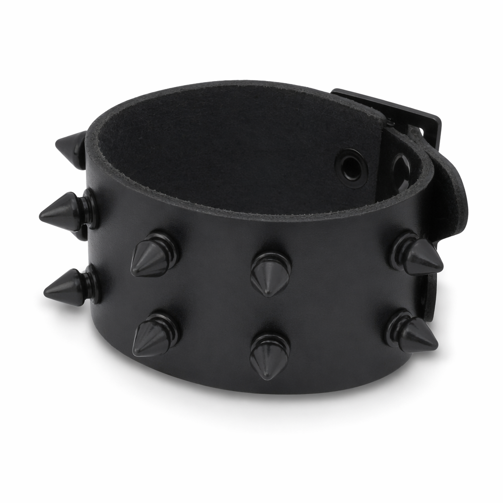 Spike Leather Bracelet - Casual black