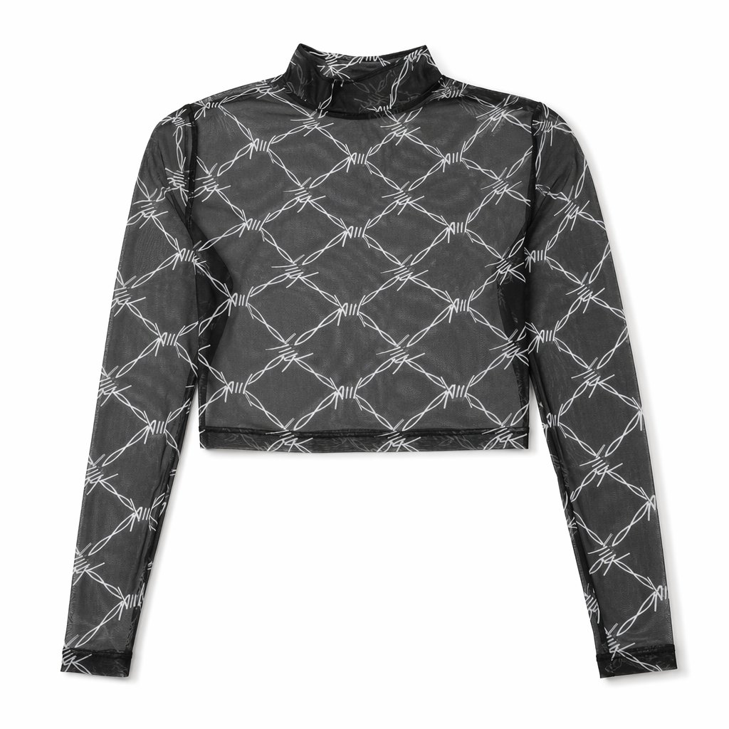 Goth Barbed Wire Style Top Black