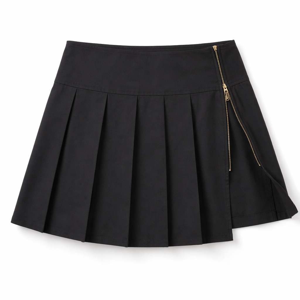 Black Grunge Pleated Skirt' black