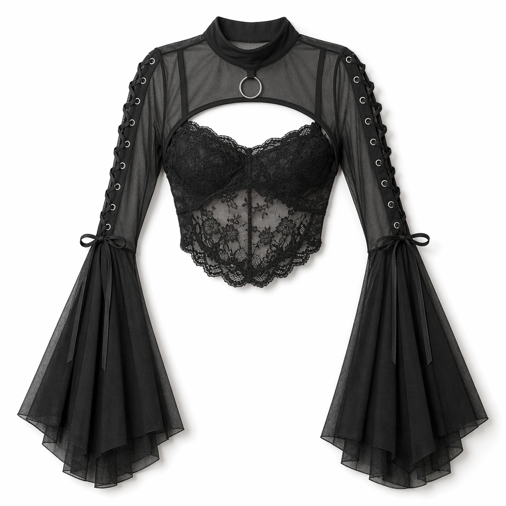 "Flowing Gothic Top" Black