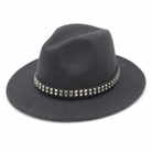 "Black Stud Fedora Hat" Dark Gray