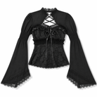 Lace Punk Long Sleeve Top Black