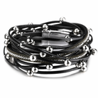 Silver Black Beaded Rope Bracelet Silver