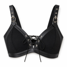 Black PU Lace-Up Bra Top black