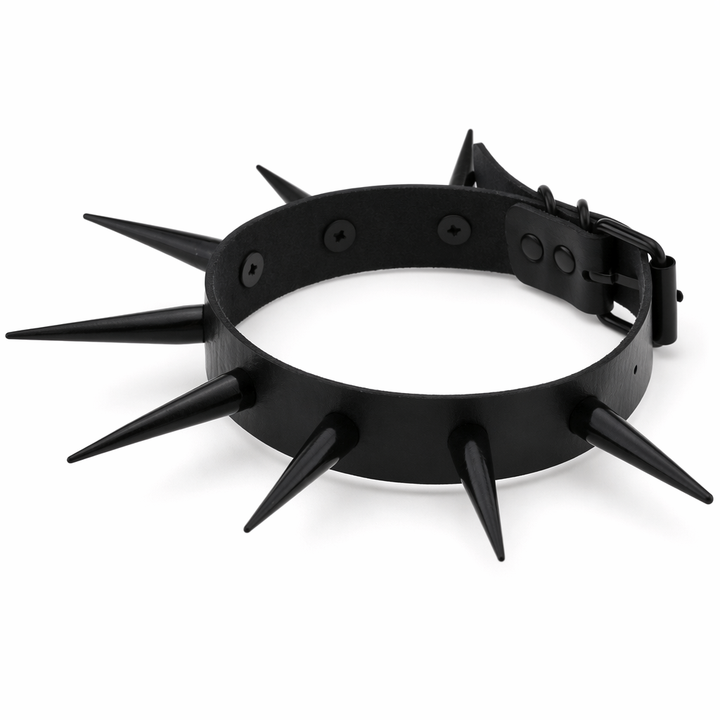 Spike Choker Necklace - Black Default