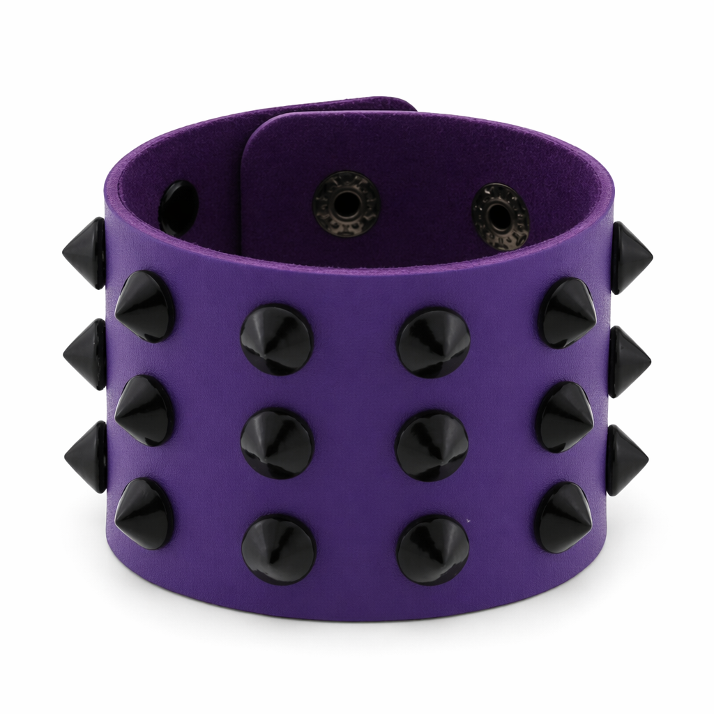 Colorful Spike Leather Bracelet Purple