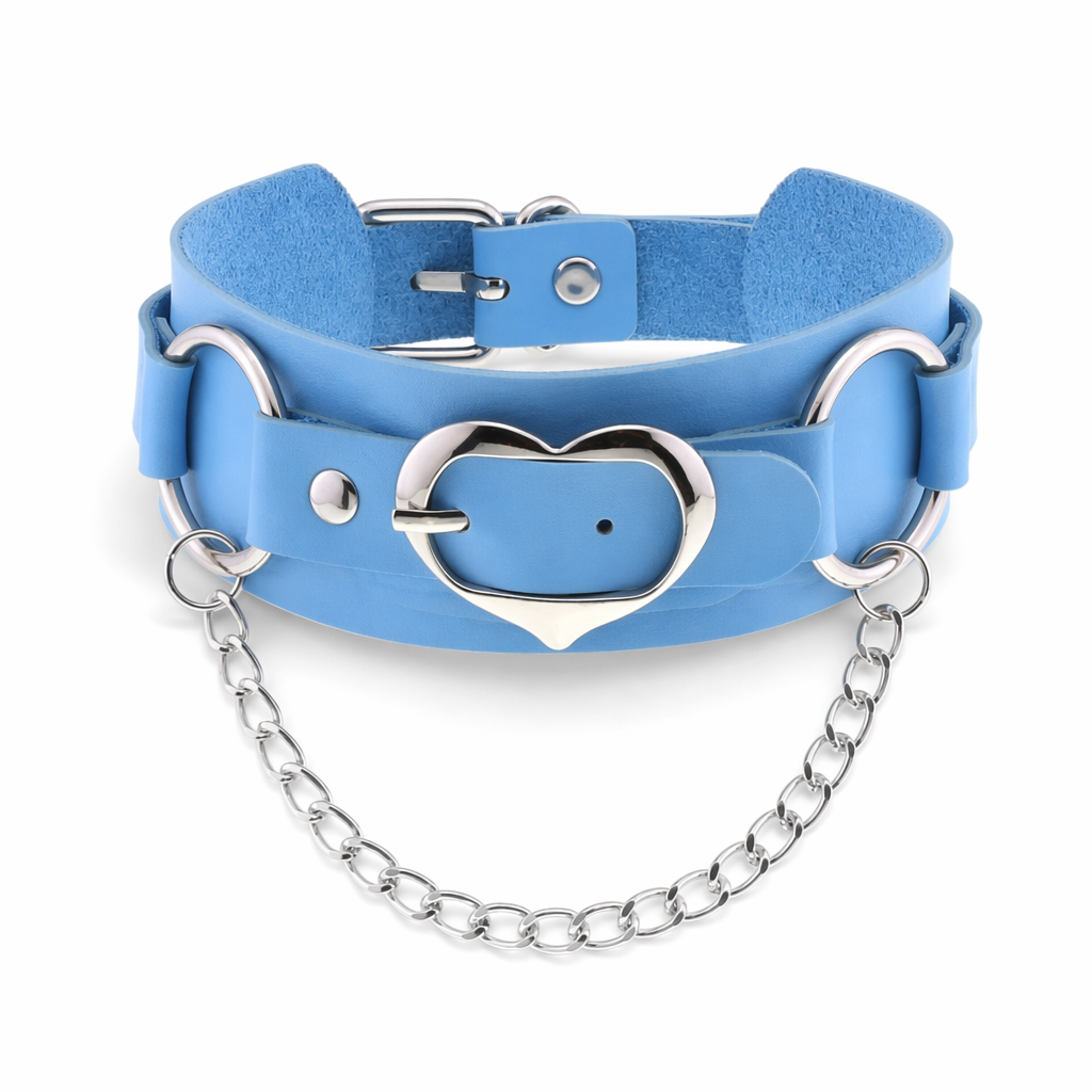 Heart Buckle Choker light blue
