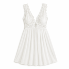Black Backless V-Neck Dress White