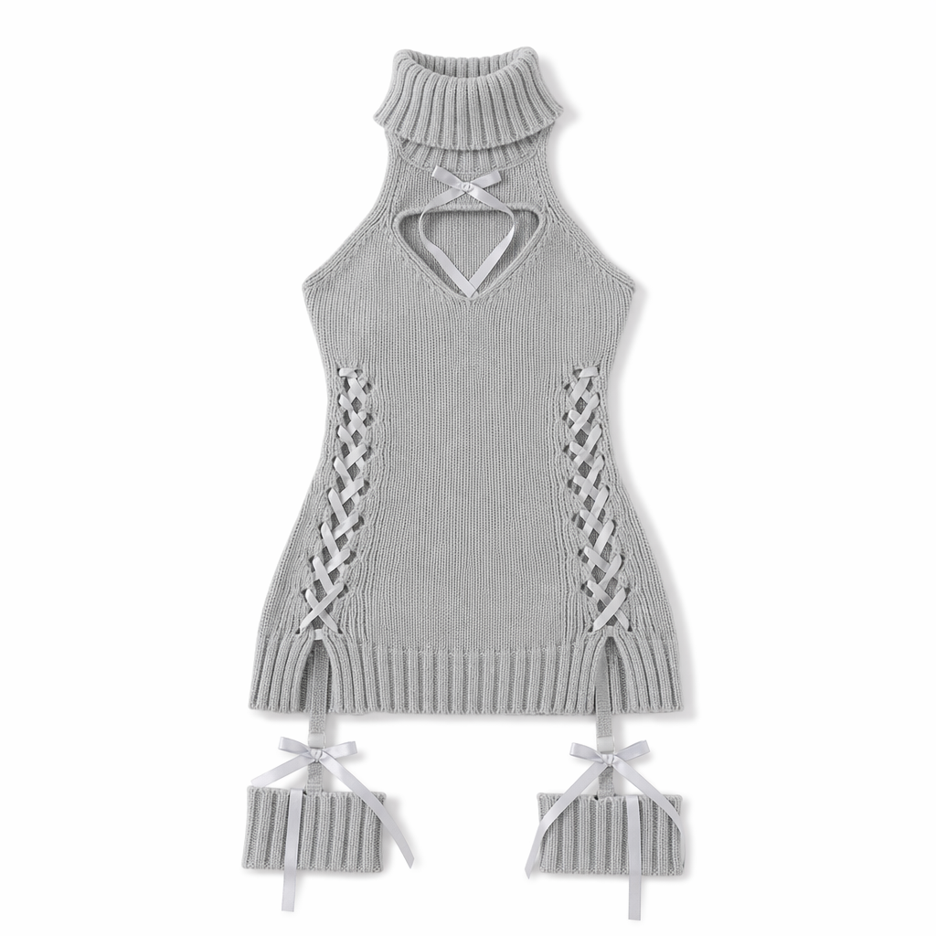 Lolita Grunge Turtleneck Dress Gray